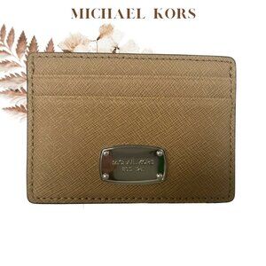 MICHAEL MICHAEL KORS Jet Set Card Holder Saffiano Leather Tan